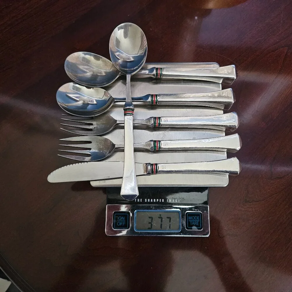 LUXURY RARE ESTATE GUCCI WEB ITALY 925 STERLING SILVER FLATWARE SILVERWARE SET